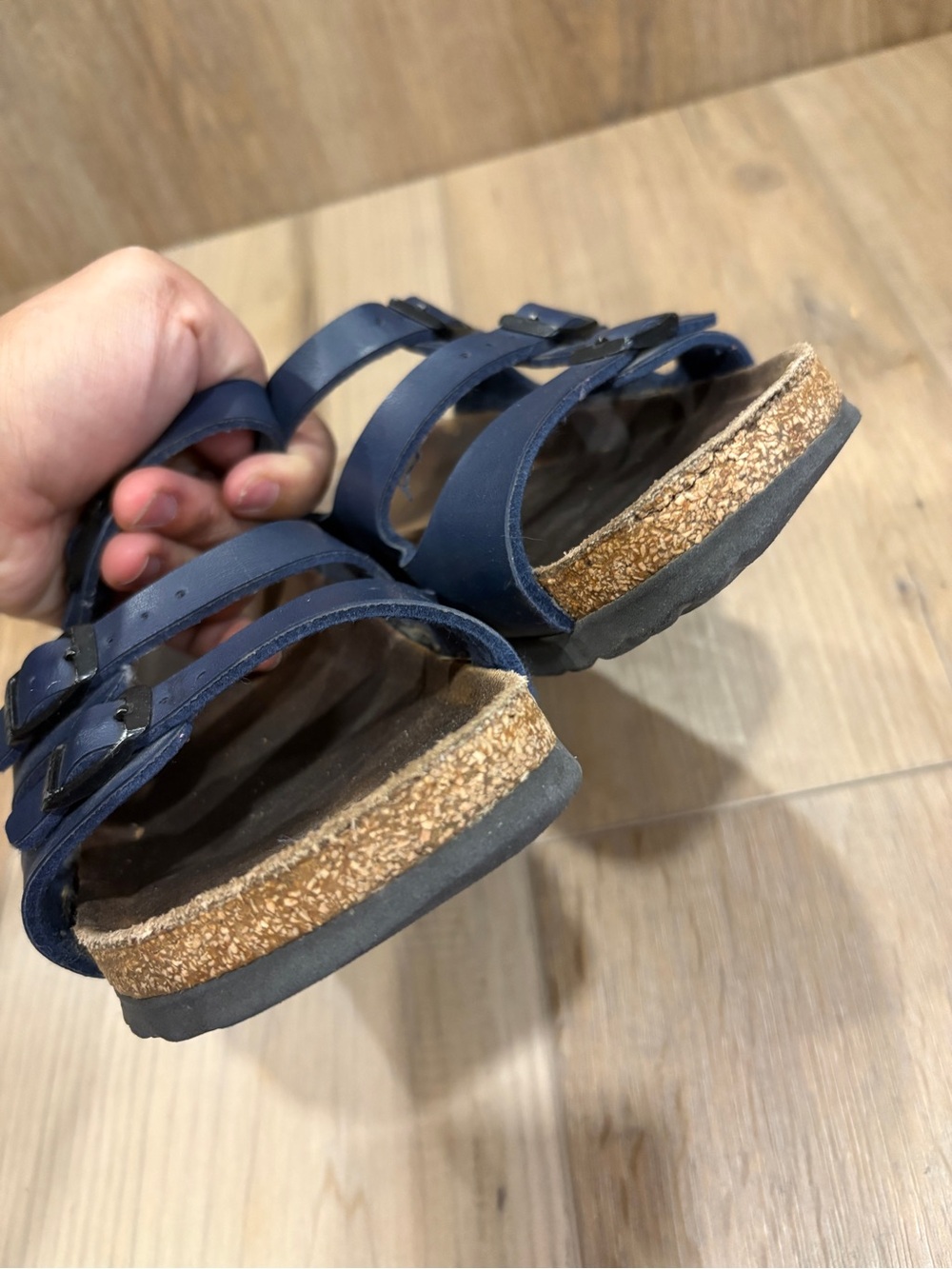 Birkenstock Unisex 36 Narrow Navy Birko Flor Florida Soft Footbed Buckle Slides - Picture 4 of 9